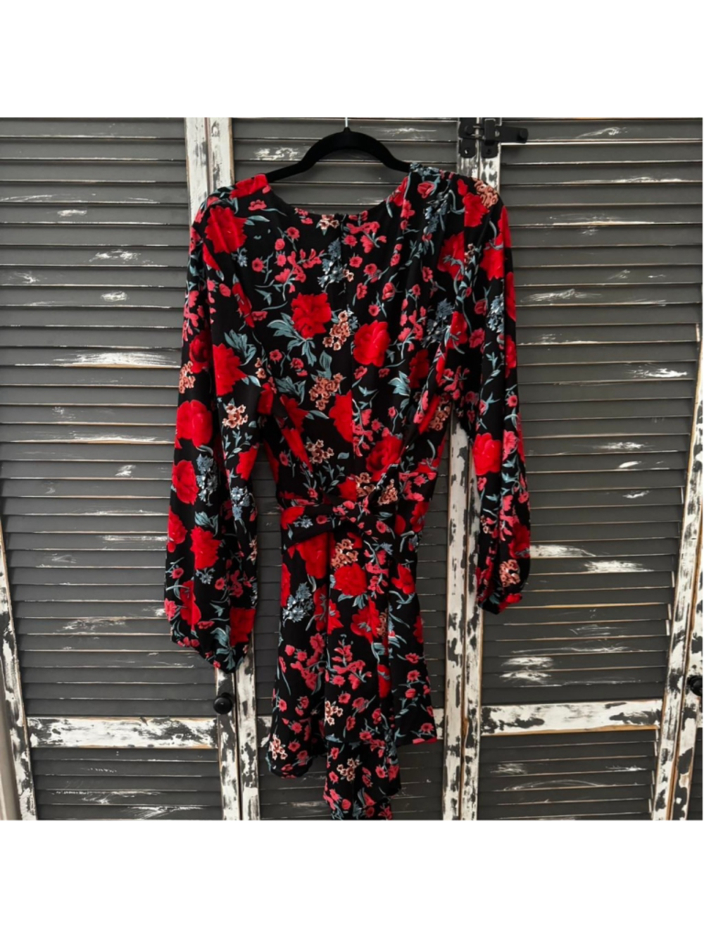 Relipop Womens Floral Print Romper V Neck Long Sleeve Double Layer Ruffle Hem Sh - Picture 6 of 7